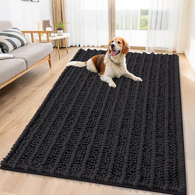 Smiry Dog Door Mat for Muddy Paws 59x35, Absorbent Dirt Trapper, Non-Slip