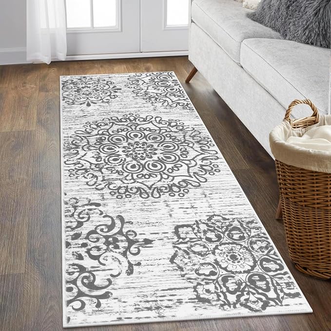 HEBE Hallway Runner Rug 2'x5' Washable Vintage Distressed Area Rugs Non Slip