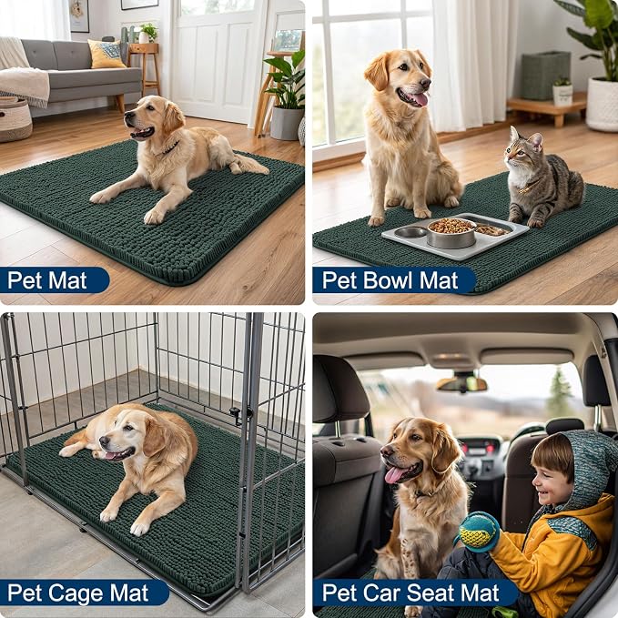 Smiry Dog Door Mat for Muddy Paws 40x32, Absorbent Dirt Trapper, Non-Slip