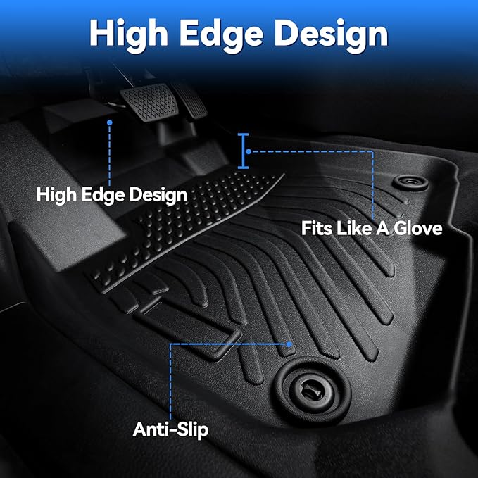 Hutisya-Floor Mats & Cargo Liner with Backrest Set Fit for Toyota RAV4 2019-2024 2025(Only Hybrid Models) All Weather Protection Anti-Slip & Durable TPE Full Set Liners Automotive Accessories-Black