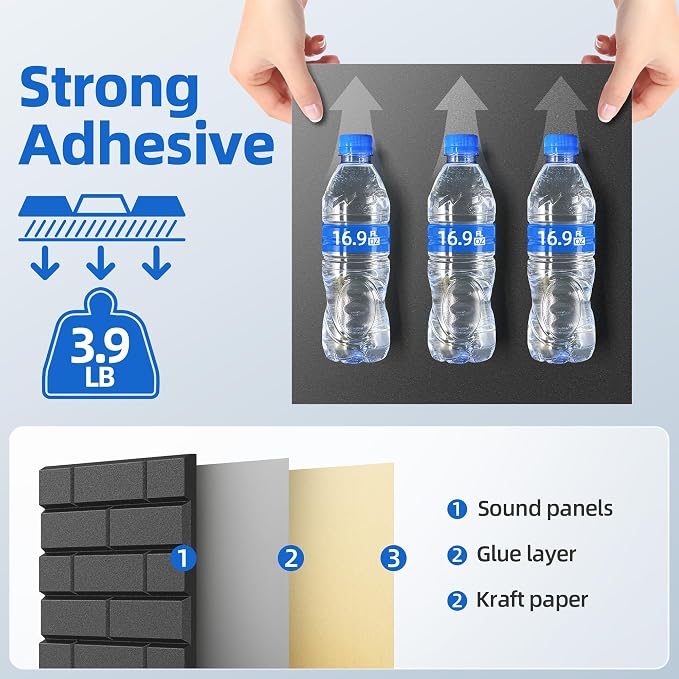 12 Pack Acoustic Panels with Self Adhesive, Soundproof Wall Panels, Brick Sound