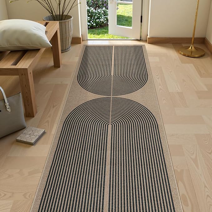 Lahome Modern Rainbow 2x8 Runner Rug, Washable Hallway Kitchen Runner Rugs