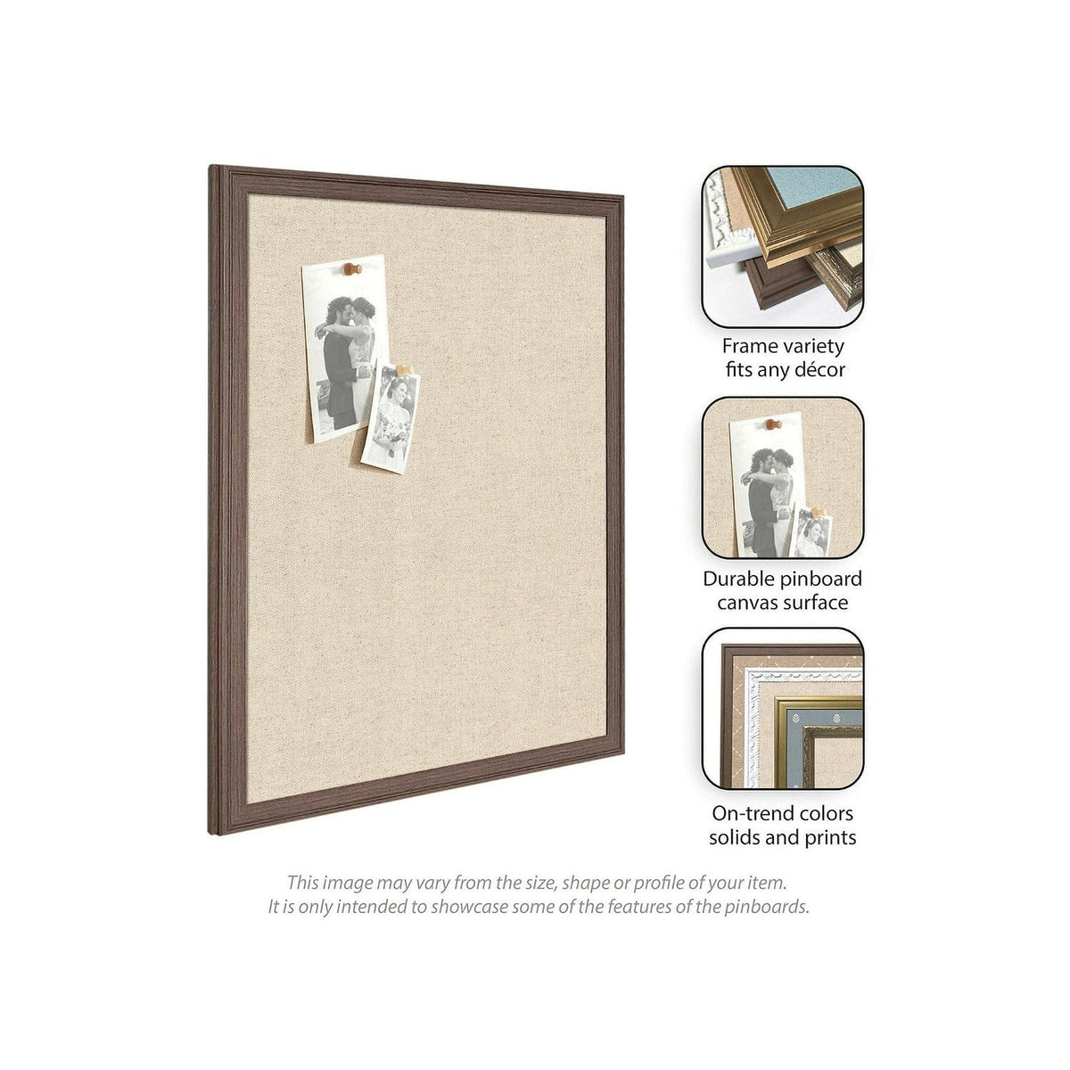 Kate and Laurel Framed Fabric Pinboard 26 x 20, Neutral Weave Printed Linen Decorative Bulletin Board for Use as a Vision Board or Wall Organization, Lila Gold Frame