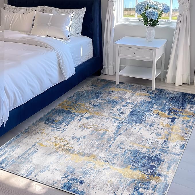 RELEANY Washable Area Rugs 4'x6' Non-Slip Modern Abstract Soft