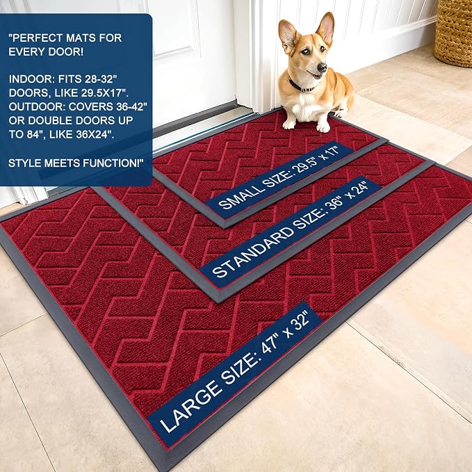 OLANLY Front Door Mat Indoor Outdoor Entrance, Waterproof All-Season,
