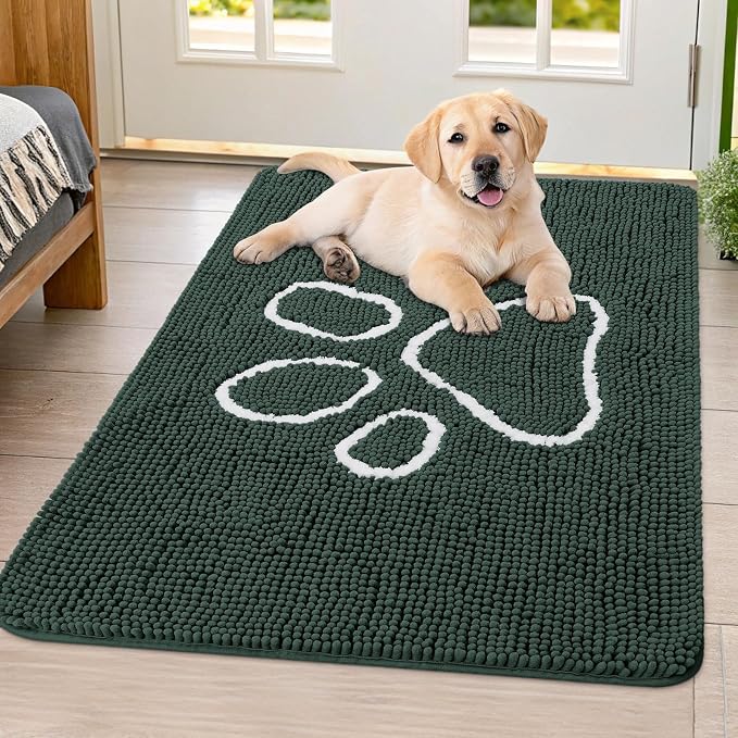 Smiry Dog Door Mat for Muddy Paws, Absorbent Dirt Trapper Non Slip Quick Dry