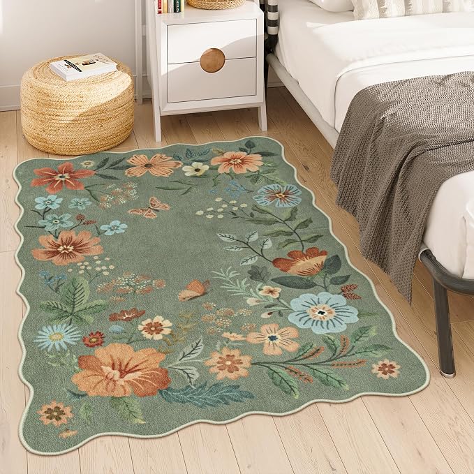 Lahome Floral Washable Rugs, 4X6 Rug