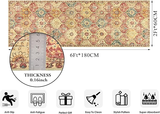 Lahome Moroccan Trellis Washable Runner Rug, 2x6 Kitchen Runners