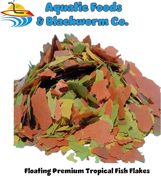 Aquatic Foods Inc. Tropical Fish Flakes, A Complete and Balanced Flake Food for Tropical Fish, Cichlids, Discus, Angel Fish, Bettas, Guppies, Tetras, Goldfish, Marine Fish...AF Flakes…1/2-lb