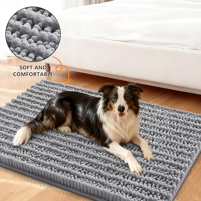 Smiry Dog Door Mat for Muddy Paws 47x17, Absorbent Dirt Trapper, Non-Slip