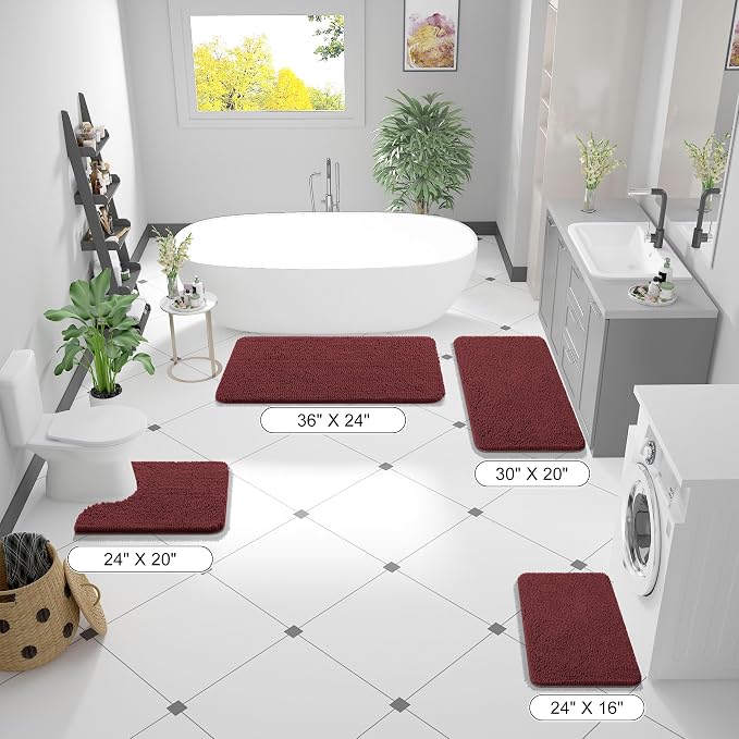 OLANLY Bathroom Rugs 36x24, Extra Soft Absorbent Chenille Bath Rugs, Rubber