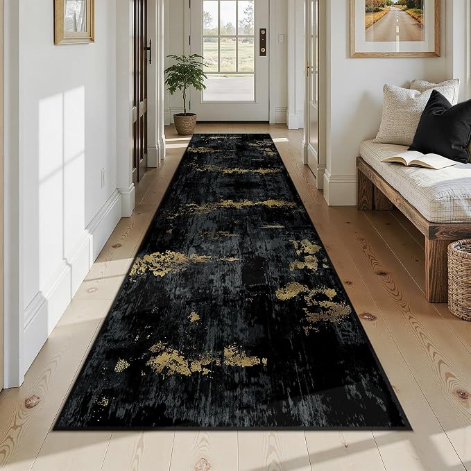 RELEANY Washable Area Rugs 3x12 Non-Slip Modern Abstract Soft