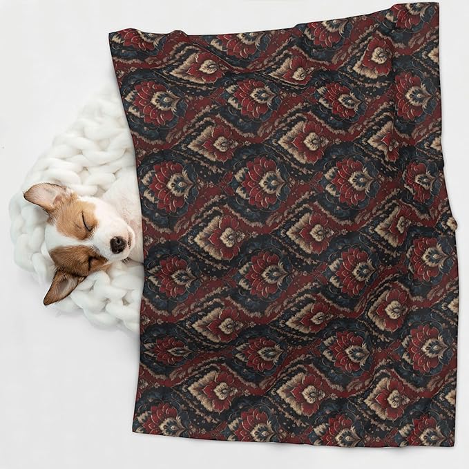 Waterproof Dog Blanket Soft Pet Blanket for Puppy Cat, Fleece Cat Throw Blankets for Furniture Bed Couch Sofa Reversible - Indian Paisley 6