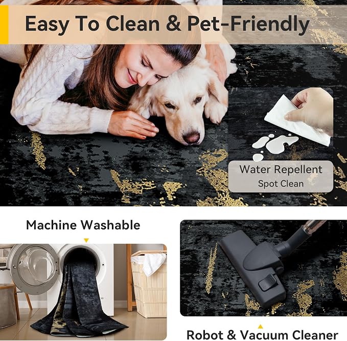 RELEANY Washable Area Rugs 8ft Non-Slip Modern Abstract Soft