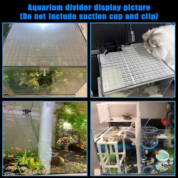 Adjustable Aquarium Fish Tank Divider Filter Bottom DIY Plastic Grid Fish Tank Isolation Board Plastic Egg Crate Tray(White, 4pcs 11.8X5.9 Inch with 0.15 Inch Hole)