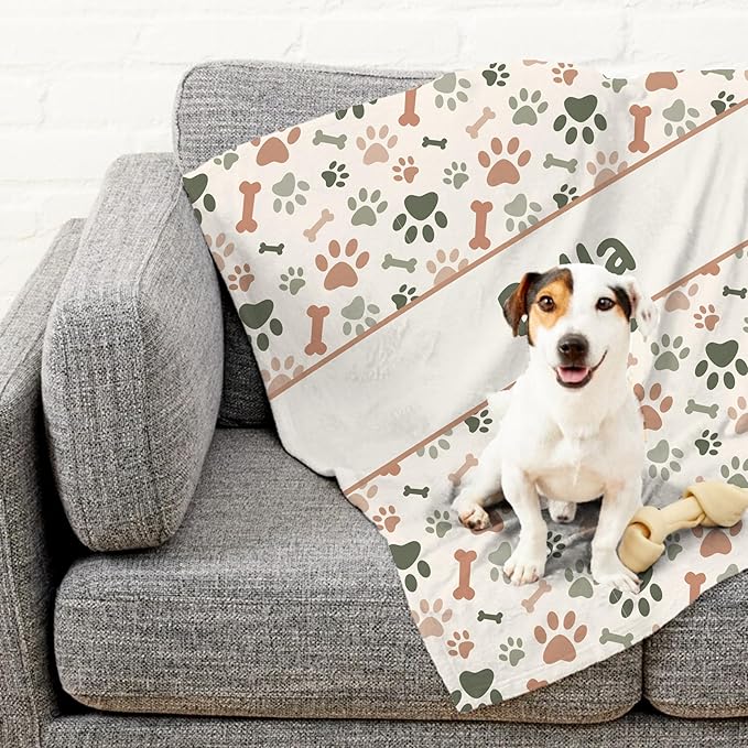 Prints Next Day – Custom 50" x 60" Fleece Pet Lightweight Blanket Personalized with Pet Lightweight's Name - Paw Pattern - Gift for Dog Owners - Printed in America