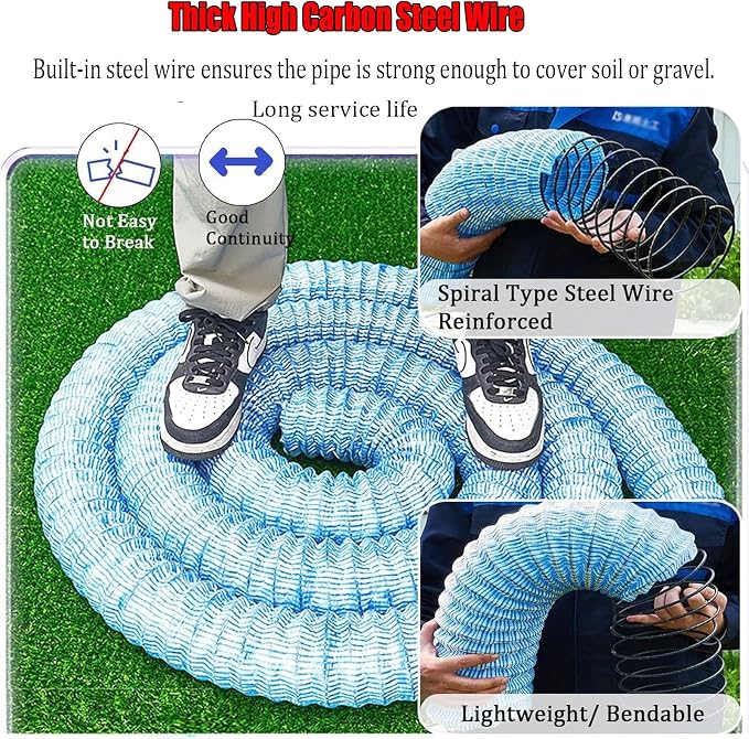 Commercial French Drain Pipe for Water Drainage, Construction Site/Sports Field