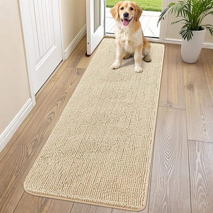 Smiry Dog Door Mat for Muddy Paws 70x24, Absorbent Dirt Trapper, Non-Slip