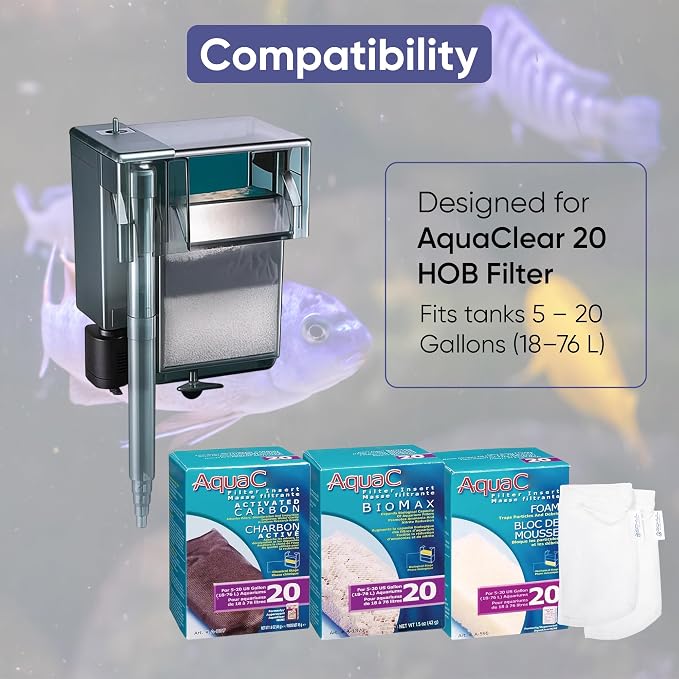 AquaClear 20 HOB Maintenance & Replacement Filter Media Kit, Including Gokul