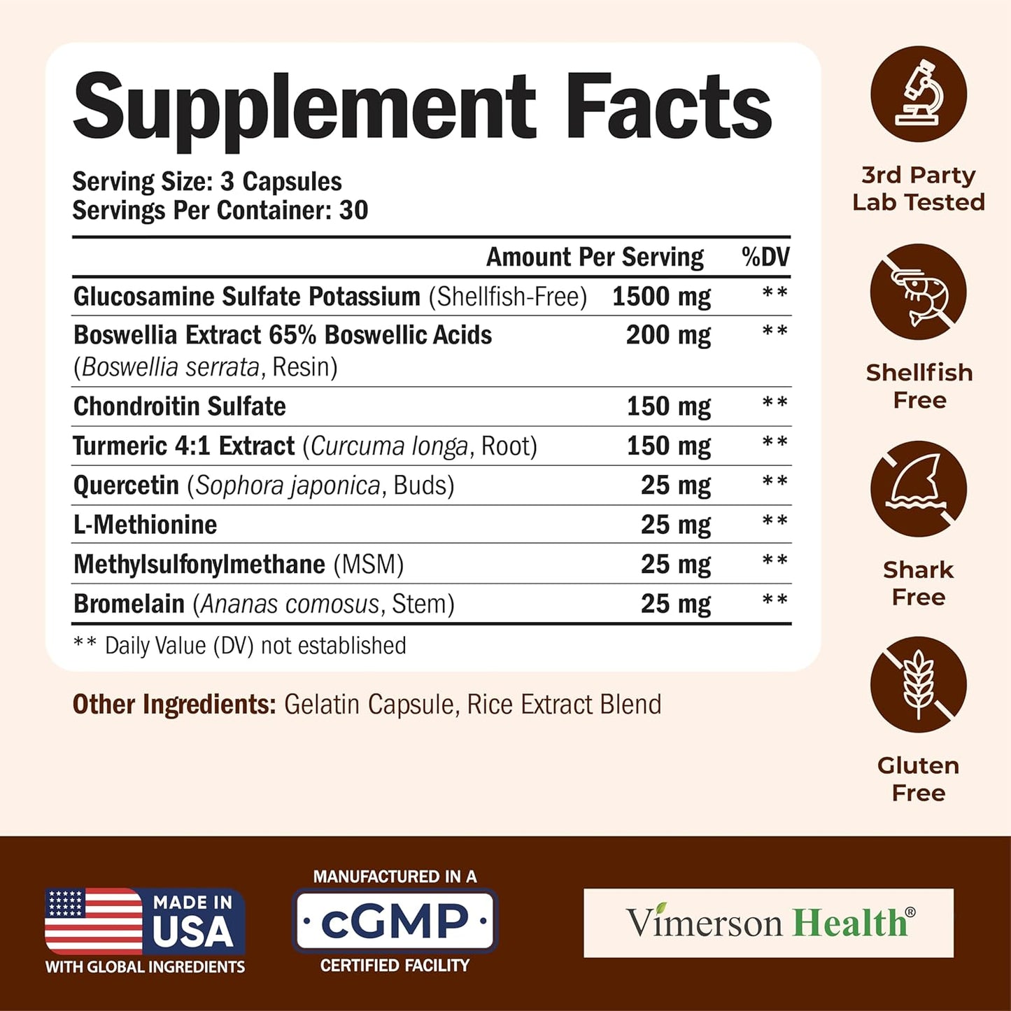 Glucosamine Chondroitin MSM – Joint Support Supplement for Women and Men with Glucosamine Sulfate 1500 mg, Chondroitin and MSM – for Cartilage, Joint Health and Flexibility – 90 Capsules
