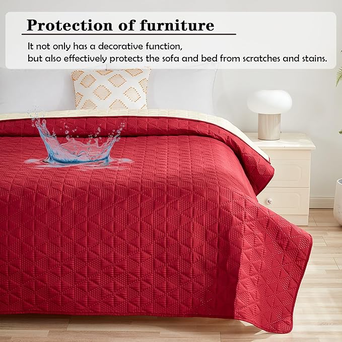 Waterproof Dog Bed Cover Pet Blanket, Soft Pet Couch Covers for Sofa Washable, Bed Couch Sofa Furniture Protector for Puppy Cat Kids (Red,75 * 180 CM)