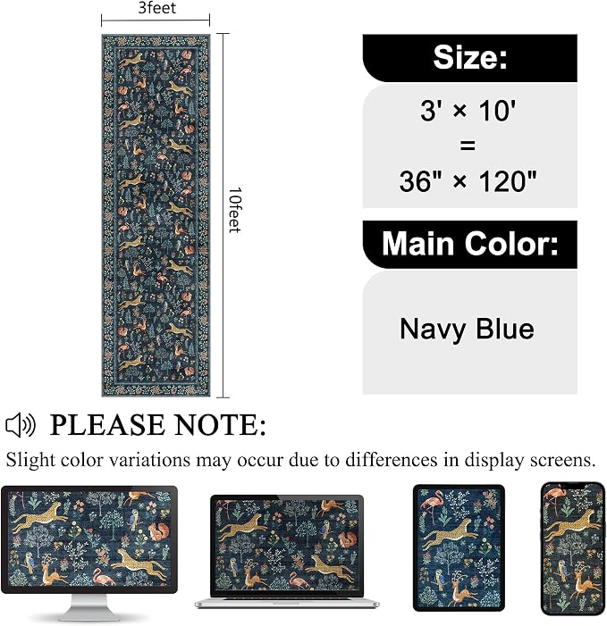 DUKINO 3x10 Washable Runner Rug