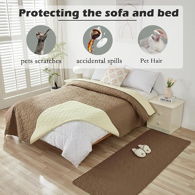 Waterproof Dog Bed Cover Pet Blanket, Soft Pet Couch Covers for Sofa Washable, Bed Couch Sofa Furniture Protector for Puppy Cat Kids (Khaki,210 * 305 CM)