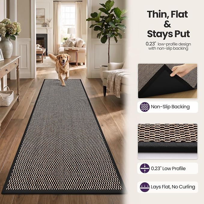DEX Hallway Runner Rug 2x6, Non Slip Rubber Backing Inside Entryway Carpet