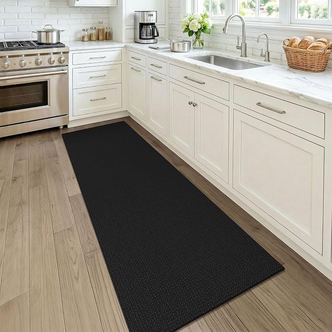 KOZYFLY Black 2x7 Washable Kitchen Runner Rug, Non Slip Runners