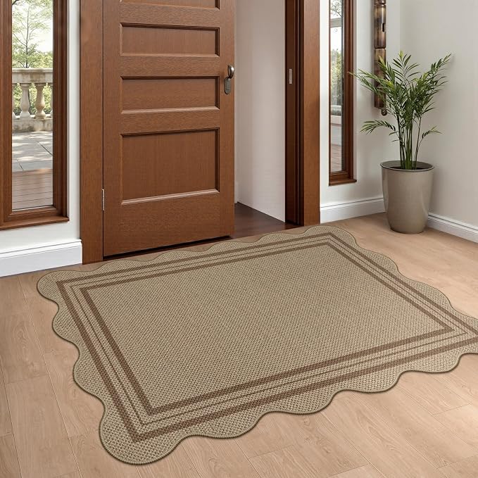 Easy Jute Front Door Mat, 2.6x4 Washable Entryway Rug Non Slip Small Kitchen Rug