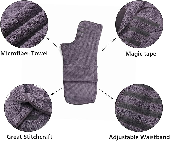 Geyecete Pineapple Grid Fast Drying Super Absorbent Dog Cat Bath Robe Towel - Gray, XL