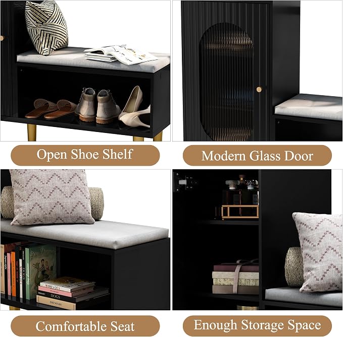 HLR Storage Bench Set of 2, L-Shaped Storage Cabinet