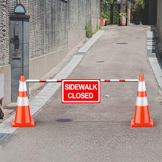 RoadHero 2 Pack 4 FT to 6.9 FT Retractable Cone Bar, Expandable Traffic Cone Bars for Parking Lots, Extendable Barricade for Road Construction, White and Red, Cone Not Included