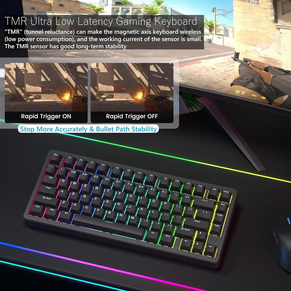 Womier SK75 TMR/HE Keyboard Gaming 75% Hall Effec, Mechanical Keyboard