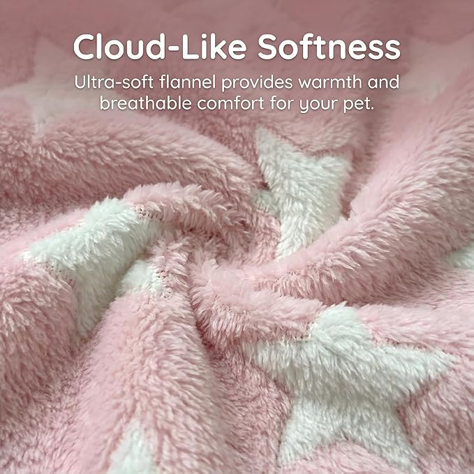 Dog Bed Mat - Reversible Dog Crate Bed Mats, Soft & Breathable Kennel Pad, Durable Crate Bed for Small Dogs & Cats (Pink&White Stars, XS(18"*14"*1.2"))
