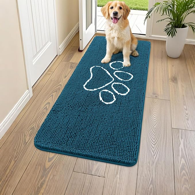 Smiry Dog Door Mat for Muddy Paws, Absorbent Dirt Trapper Non Slip Quick Dry