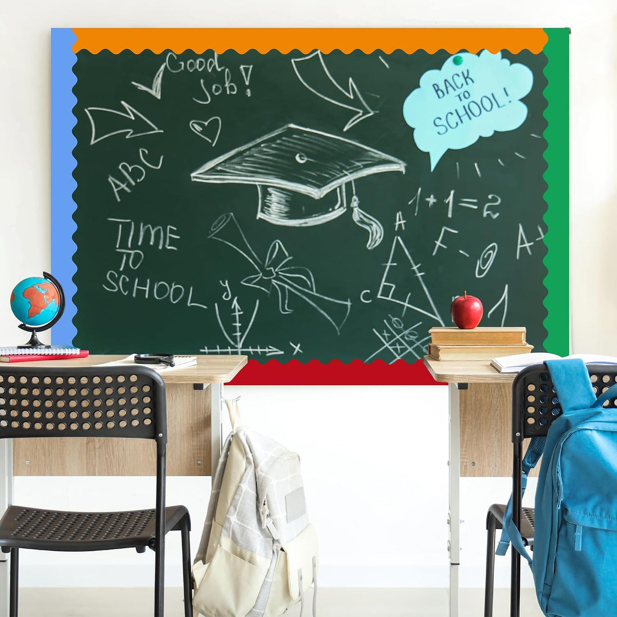 Aodaer 12 Rolls 787.4 Feet Scalloped Bulletin Board Borders Multicolor Classroom Borders Back to School Bulletin Board Decoration Rolled Border Trim for Classroom Decoration