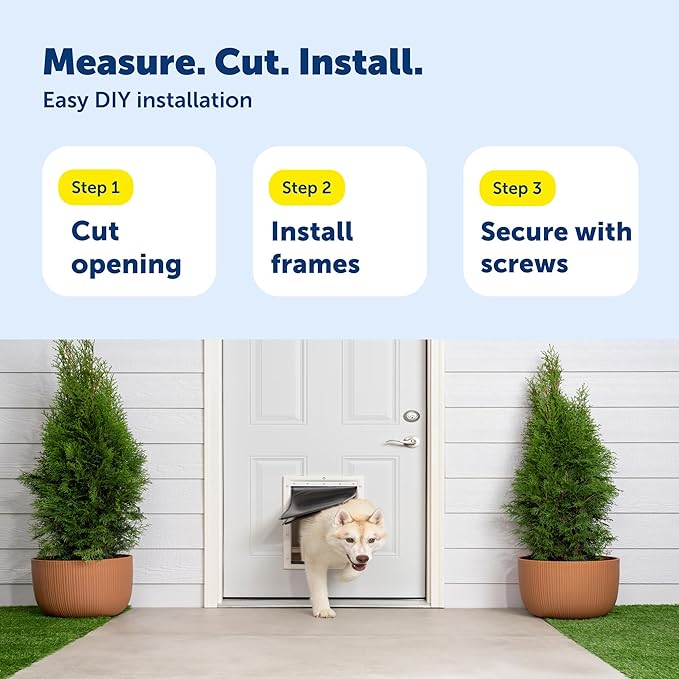 PetSafe Extreme Weather Plastic Pet Door - Energy-Saving Thermal Barrier Pet Flap with Slide-in Door Locking & Secure Flap Cover - Plastic Frame - for Dogs Up to 100 Lb - Large