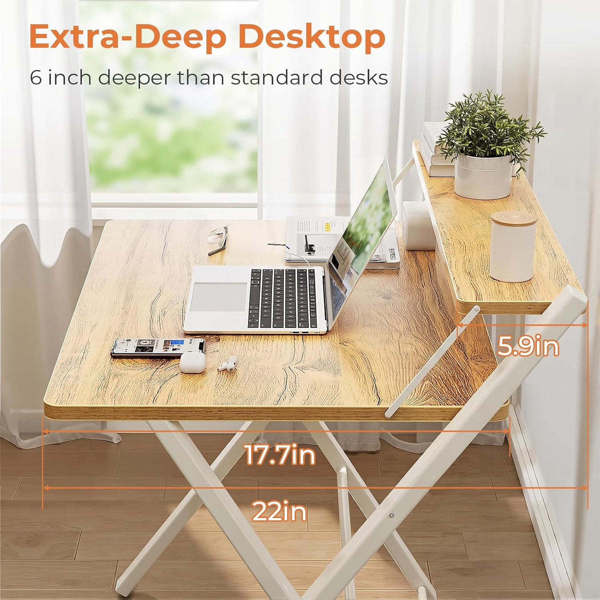 GreenForest Folding Desk No Assembly, Sturdy Computer Desk for Small Spaces