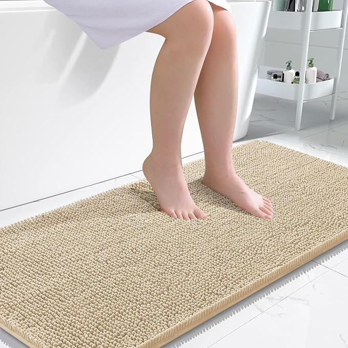 OLANLY Bathroom Runner Rugs 47x24, Extra Soft Absorbent Chenille Bath Rugs