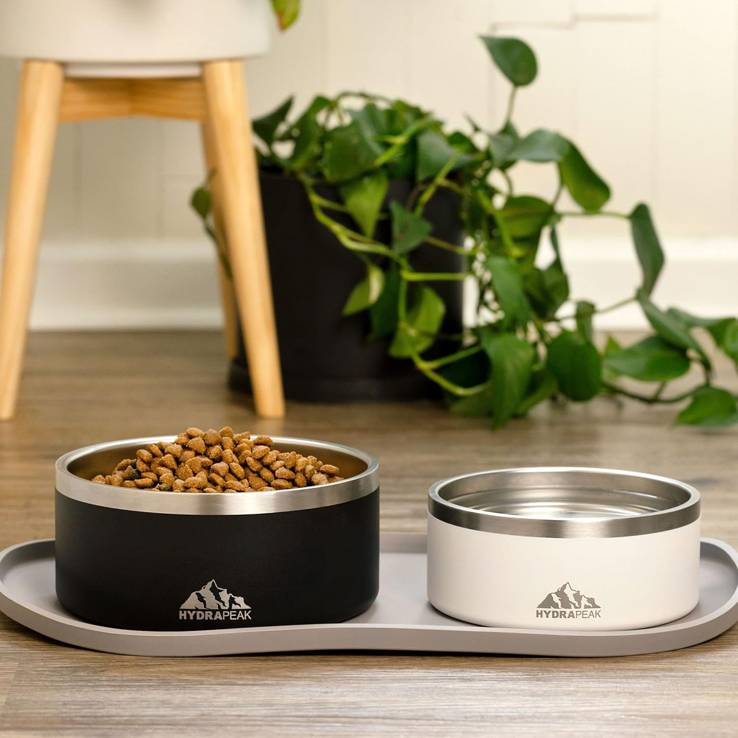 Hydrapeak Dog Bowl; Non Slip Stainless Steel; Water and Food Dish; Large Sized and Small Dogs; 32oz 64oz; Multiple Sizes | 8 Cup | Stone