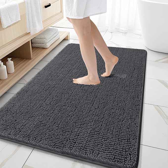 OLANLY Large Bathroom Rugs 59x35, Extra Soft Absorbent Chenille Bath Rugs