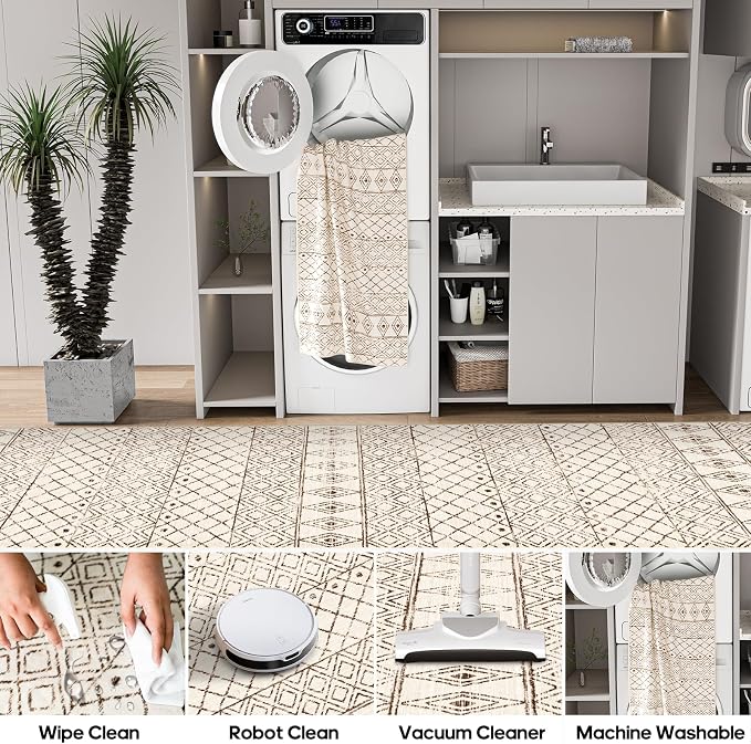 4x8 Rug Runner Machine Washable: Moroccan Hallway Runners
