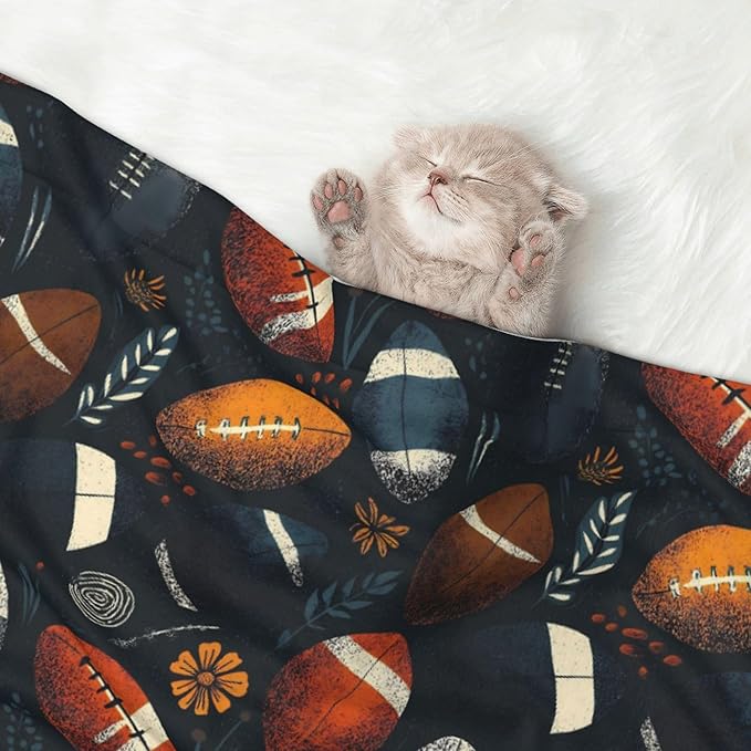 Waterproof Dog Blanket Soft Pet Blanket for Puppy Cat, Fleece Cat Throw Blankets for Furniture Bed Couch Sofa Reversible - Football