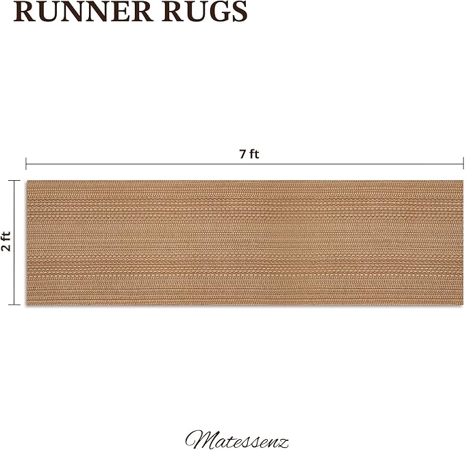 MatEssen 2x7 Thin Runner Rug for Hallway, 30% Cotton 70% Polyester Woven Carpet