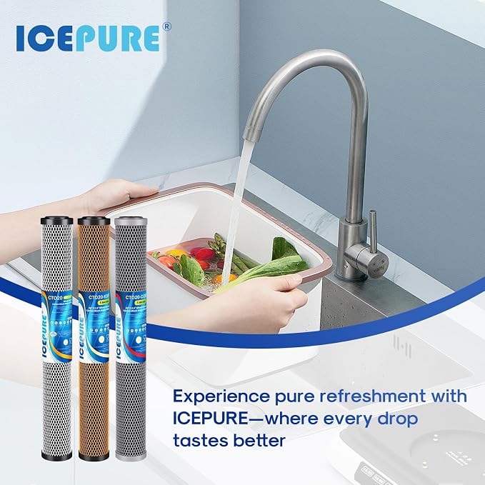ICEPURE 20" x 2.5" Whole House Water Filter Replacement Combo Kit, Activated
