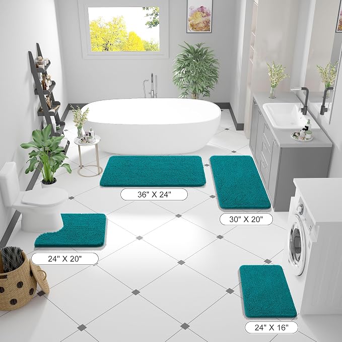 OLANLY Bathroom Rugs 36x24, Extra Soft Absorbent Chenille Bath Rugs, Rubber