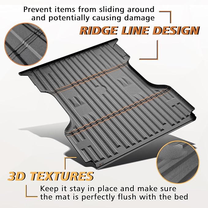TripleAliners Truck Bed Mat Compatible with 1999-2016 Ford Super Duty F250/F350/F450 Accessories 6.8FT Vehicle Perfectly Flush All Weather Protection TPE Heavy Duty Pickup Bed Liner Cargo Mat