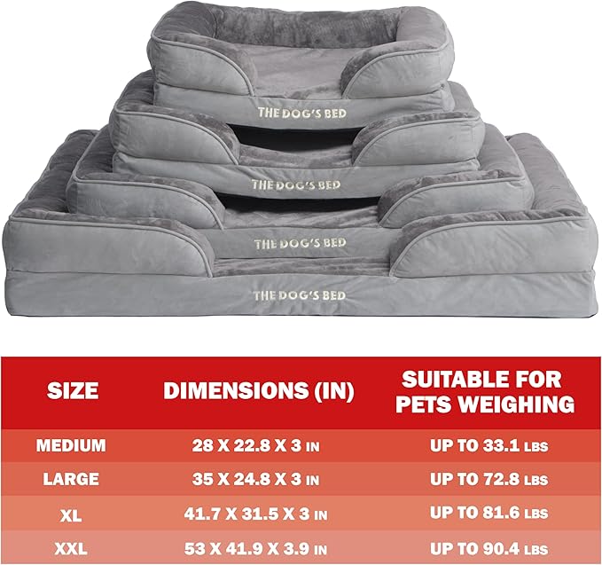 The Dog’s Bed Replacement Outer Cover & Bolster for Standard Foam Beds, Flannel Fabric, Silver Grey, Large