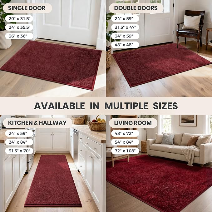 PURRUGS Dirt Trapping Door Mat 24" x 35.5", Non-Slip Machine Washable Entryway